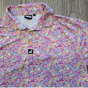 Lofty Llama Performance Polo AOP Fairway Feathers Multicolor Men's Large